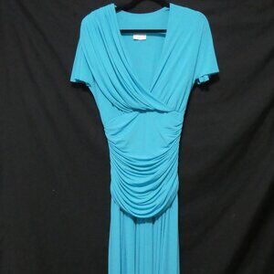 KIRA | V-Neck Short Sleeve Aqua Dress